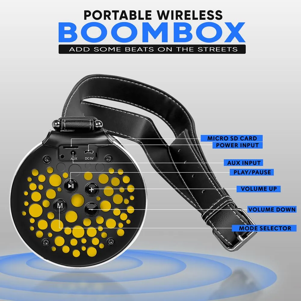 Portable Bluetooth Wireless Boombox Stereo System, Built-In Rechargeable Battery, Mp3/Micro Sd Reader, Fm Radio