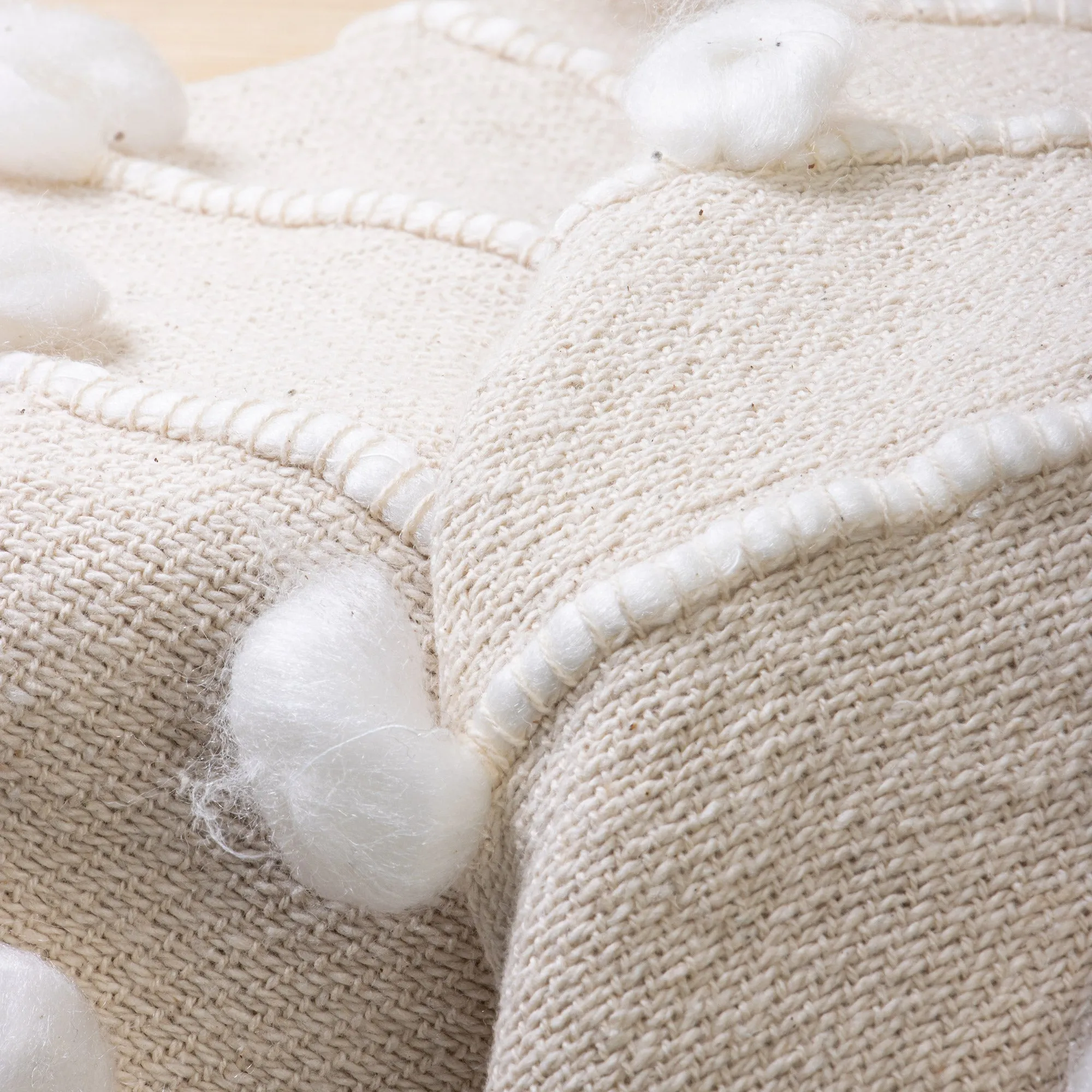 Premium Soft Cream Woven Cotton Throw Blanket