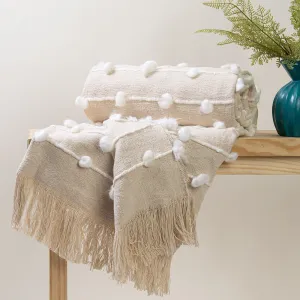 Premium Soft Cream Woven Cotton Throw Blanket