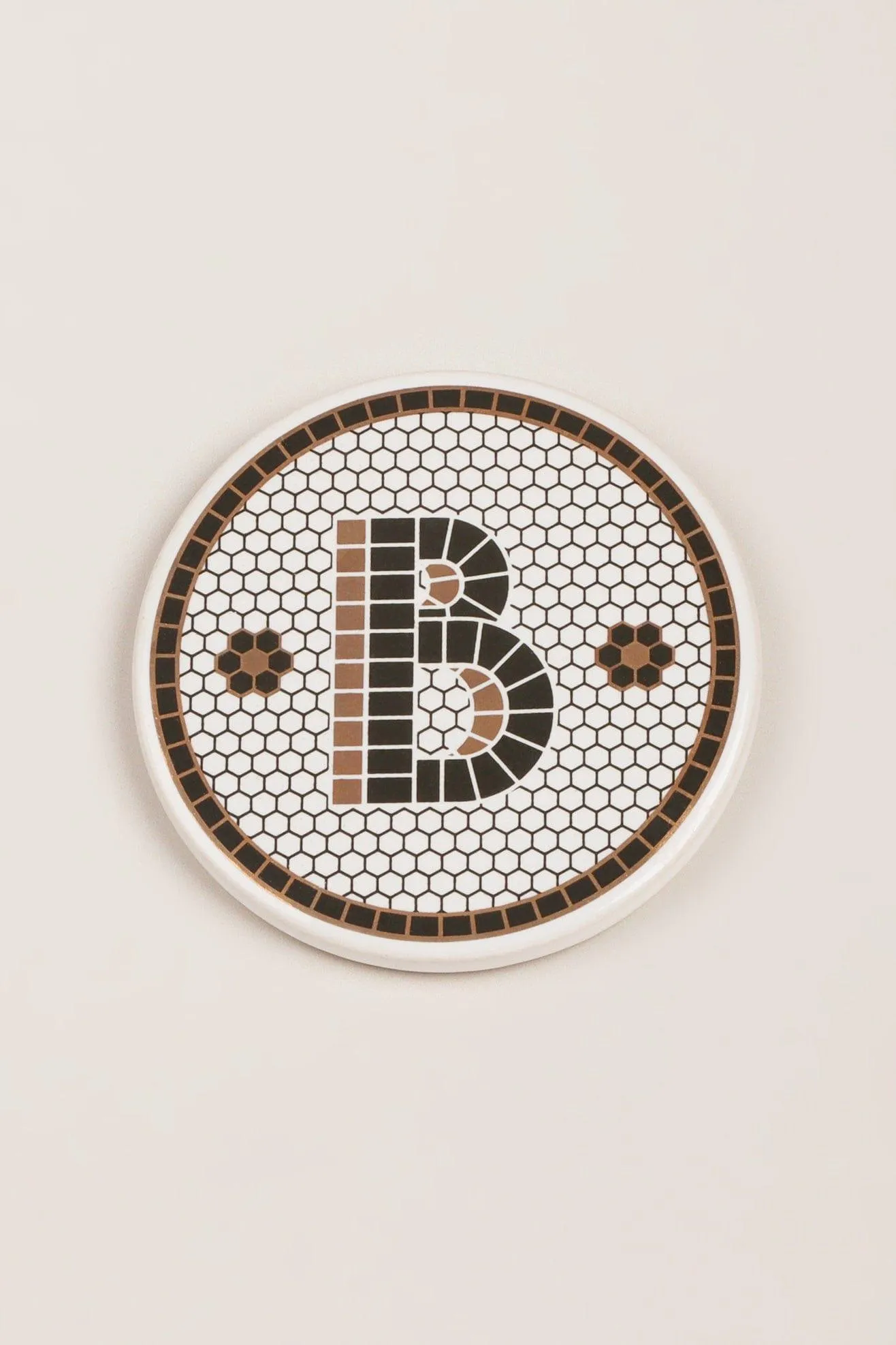 Pub Black and gold Tile Monogram alphabet initial coasters