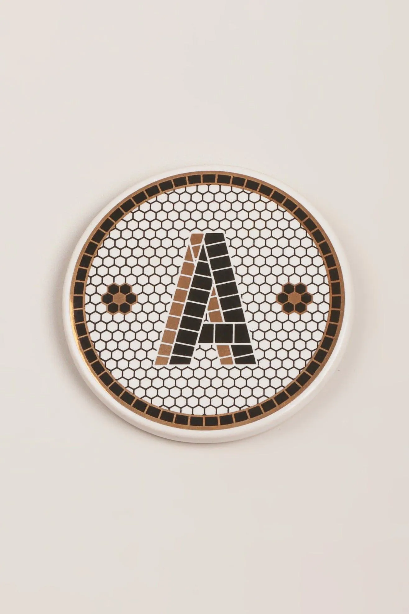 Pub Black and gold Tile Monogram alphabet initial coasters