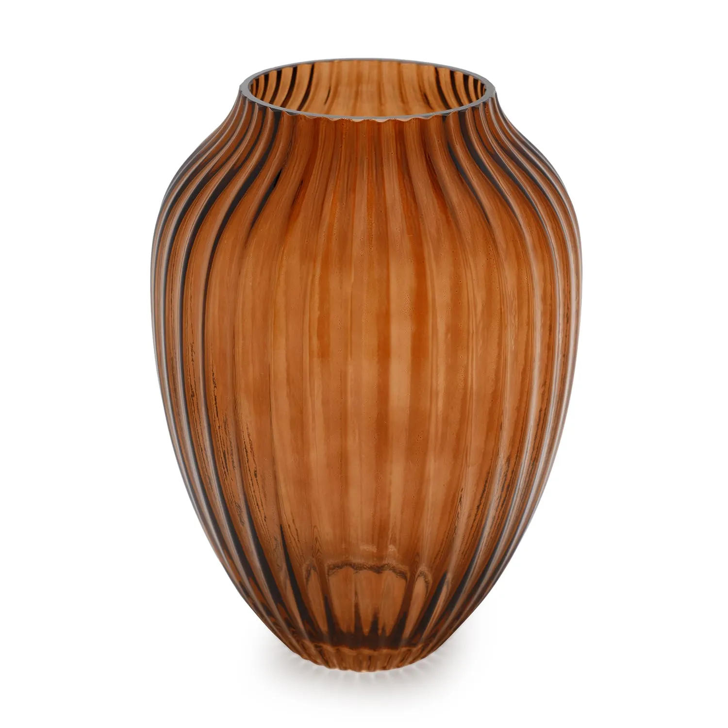 Pure Home   Living Dark Brown Ribbed Glass Vase