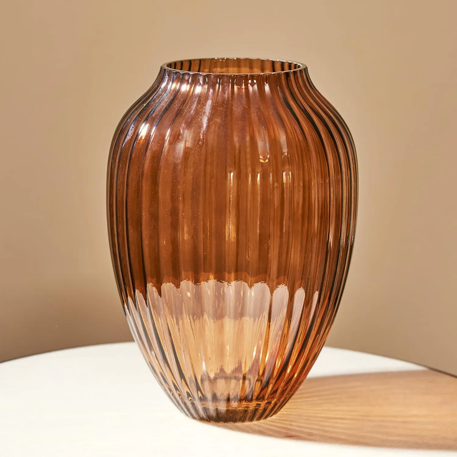 Pure Home   Living Dark Brown Ribbed Glass Vase