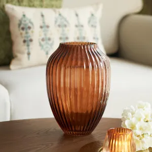 Pure Home   Living Dark Brown Ribbed Glass Vase