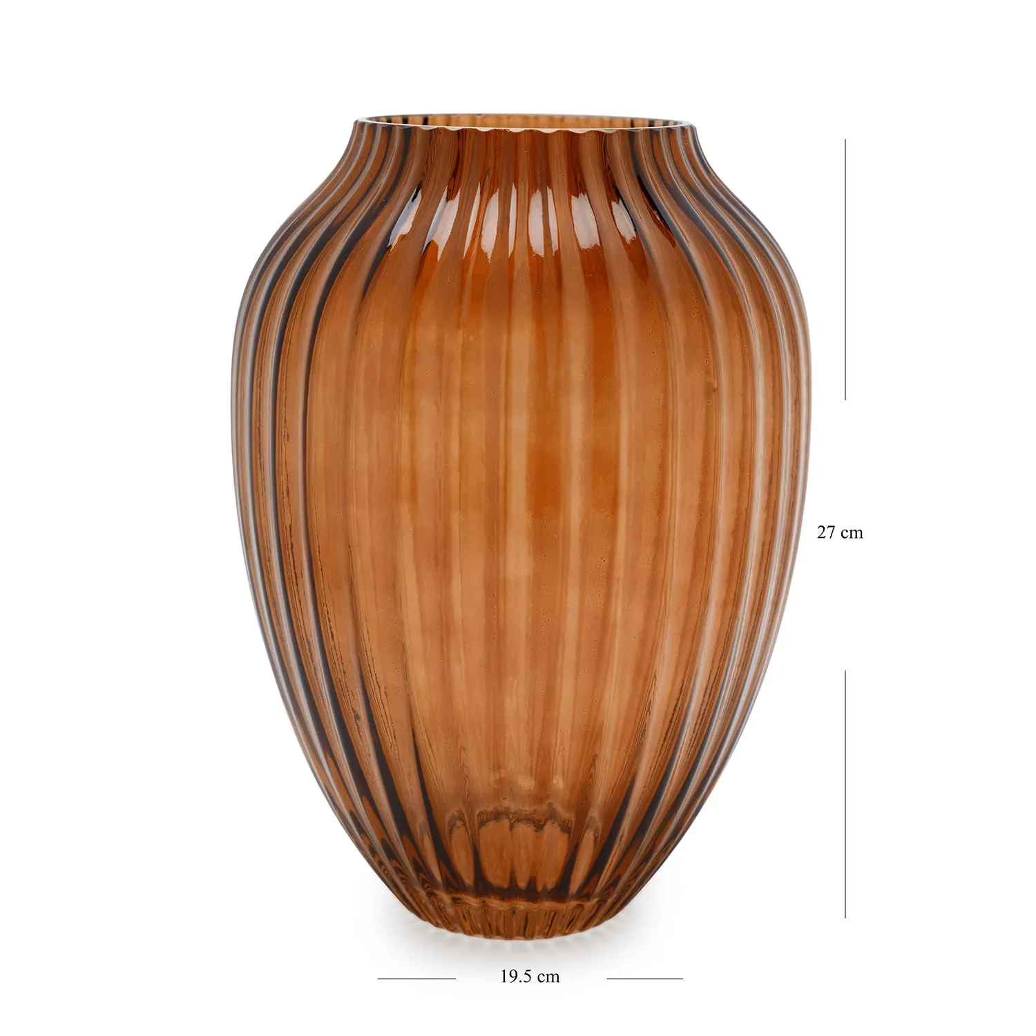 Pure Home   Living Dark Brown Ribbed Glass Vase