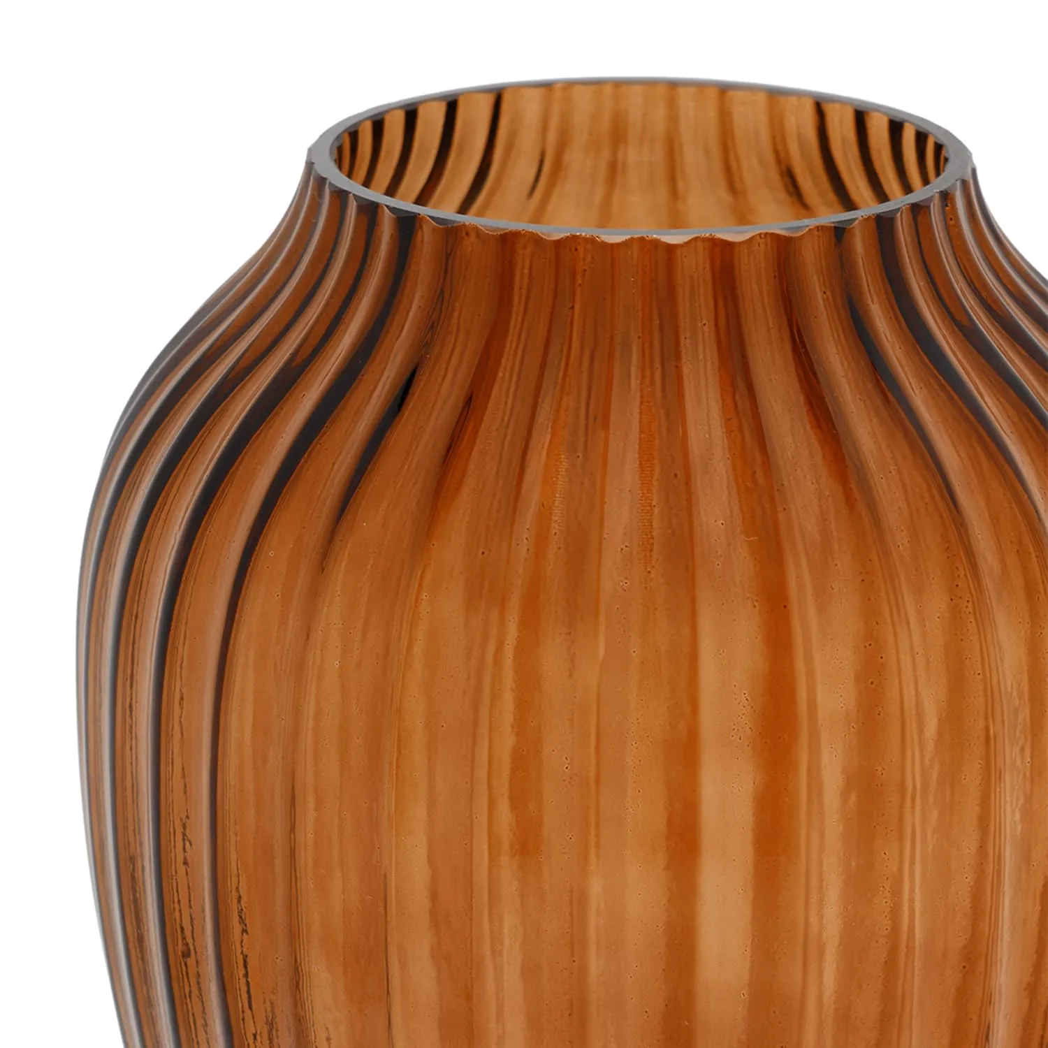 Pure Home   Living Dark Brown Ribbed Glass Vase