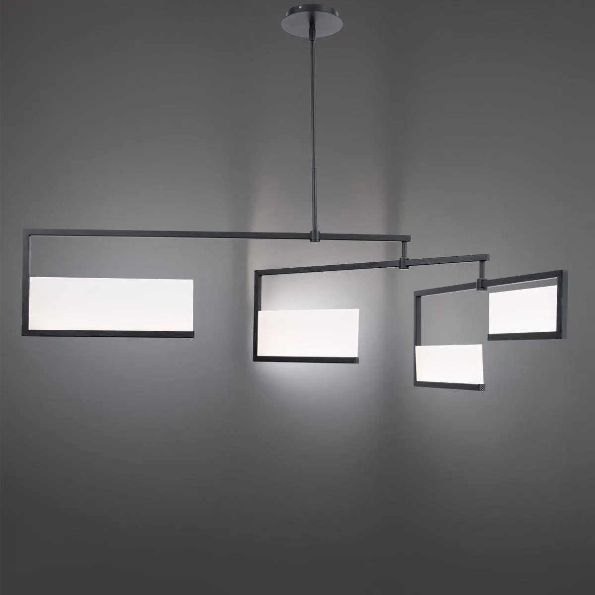 QUARTET 56 in. 4 Lights LED Chandelier Black finish