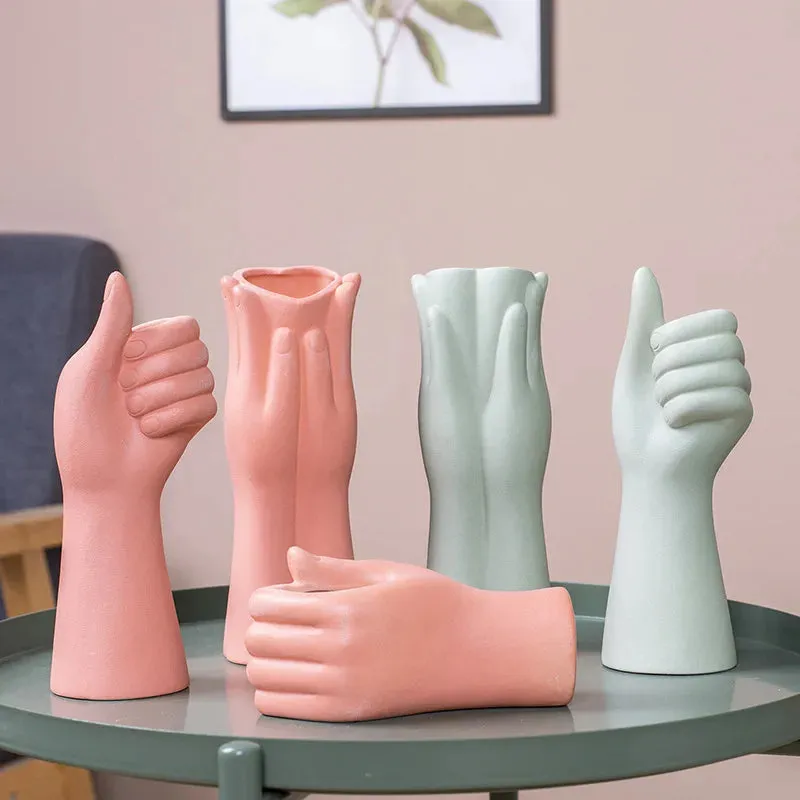 Raise Your Hand Ceramic Vase