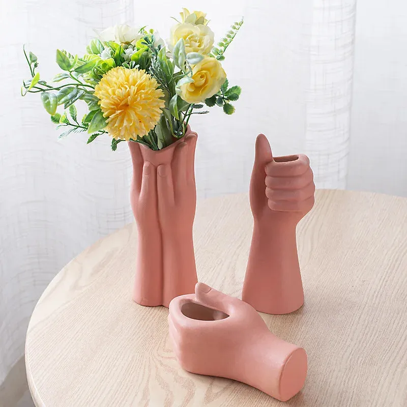 Raise Your Hand Ceramic Vase