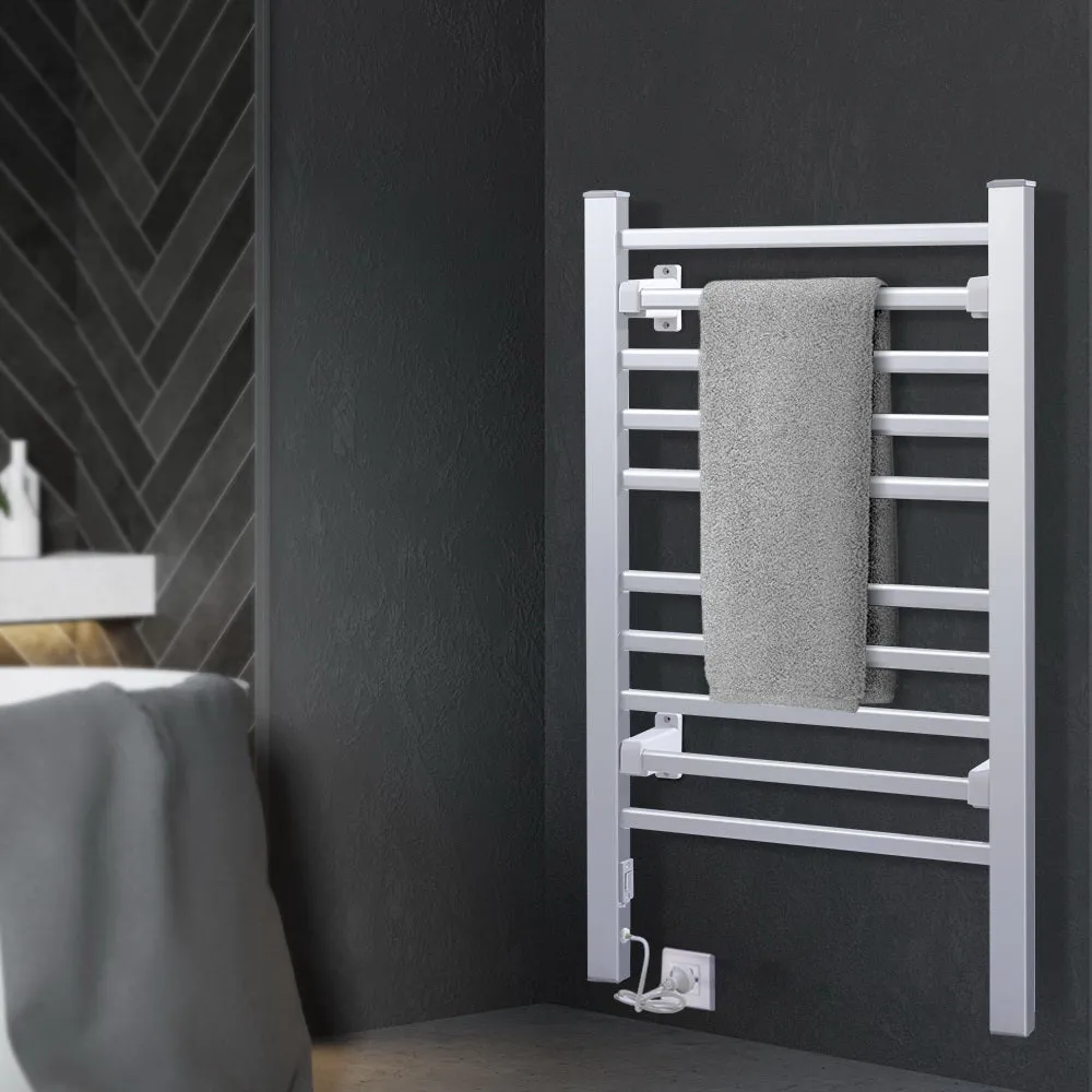 Rapid Heat 10-Bar Heated Towel Rail, Wall-Mounted/Freestanding - Devanti