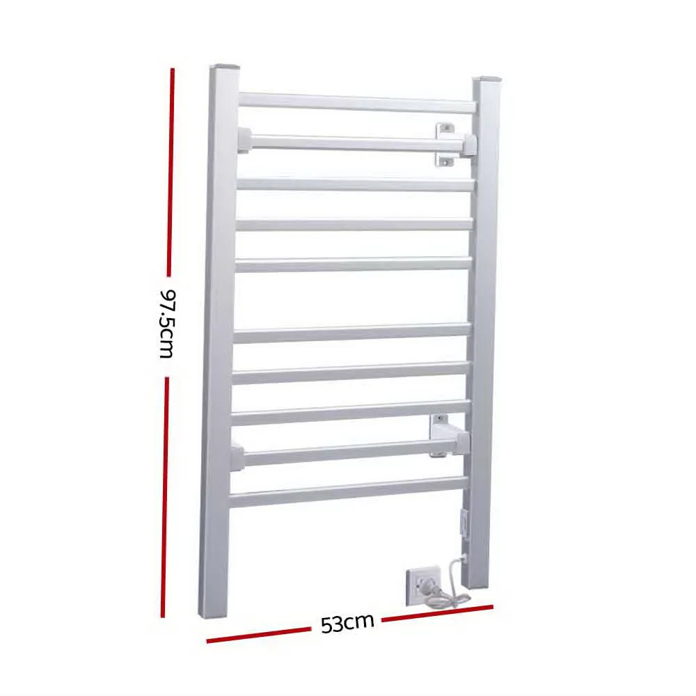 Rapid Heat 10-Bar Heated Towel Rail, Wall-Mounted/Freestanding - Devanti