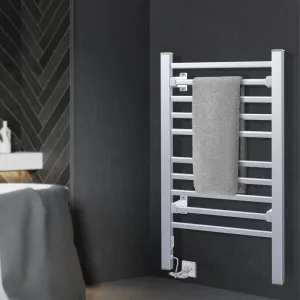 Rapid Heat 10-Bar Heated Towel Rail, Wall-Mounted/Freestanding - Devanti