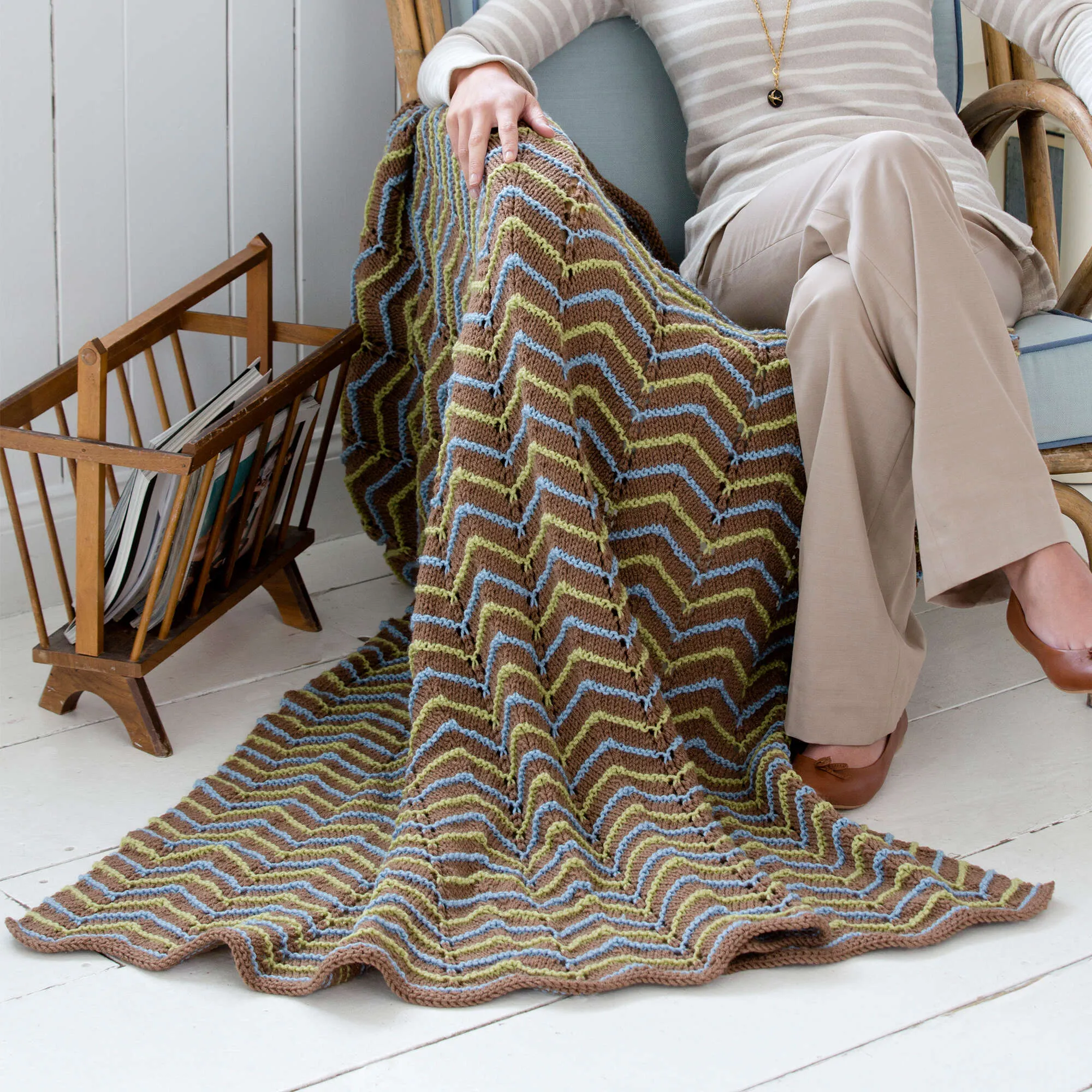 Red Heart Knit Zig-Zag Ease Throw