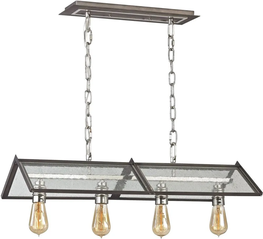 Ridgeview 4 Light Chandelier In Weathered Zinc With Polished Nickel Accents