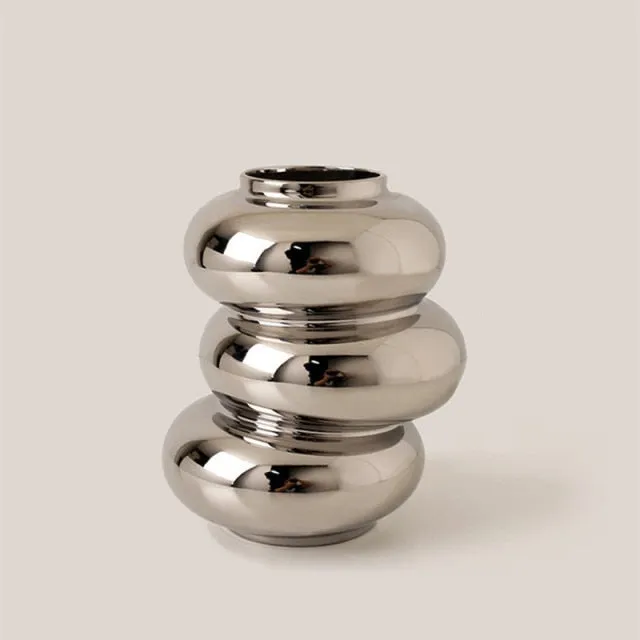 Ring Dance Plated Ceramic Vases