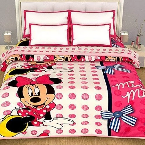 ROMAN HOMES Micky Mouse Cartoon Design Print Reversible Microfiber Single Bed AC Blanket for Kids ( Multicolour )