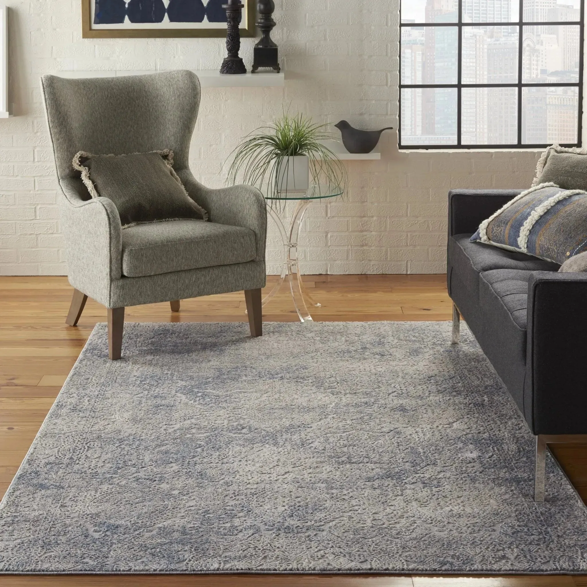 Rustic Textures RUS09 Ivory/Light Blue Rug