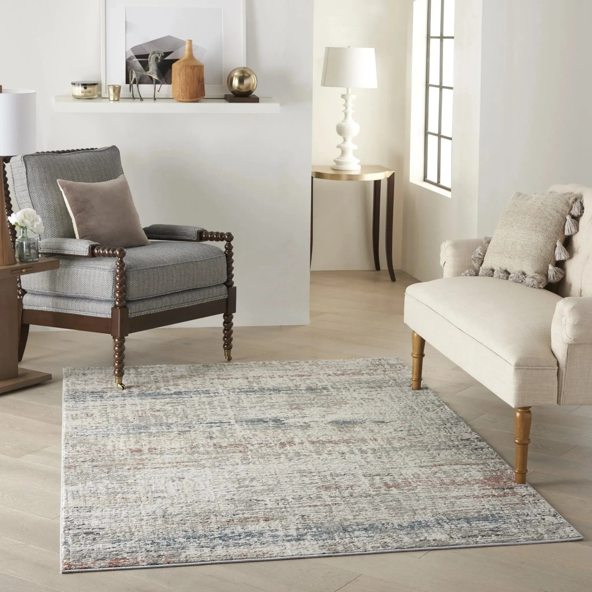 Rustic Textures RUS14 Light Grey/Multi Rug