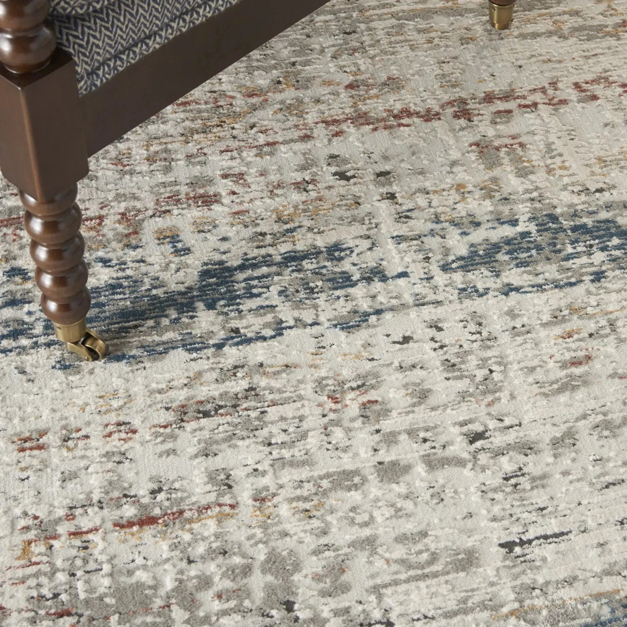 Rustic Textures RUS14 Light Grey/Multi Rug
