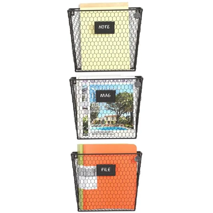 Rustic Wire Mail Sorter w/ Chalkboard Labels, Set of 3