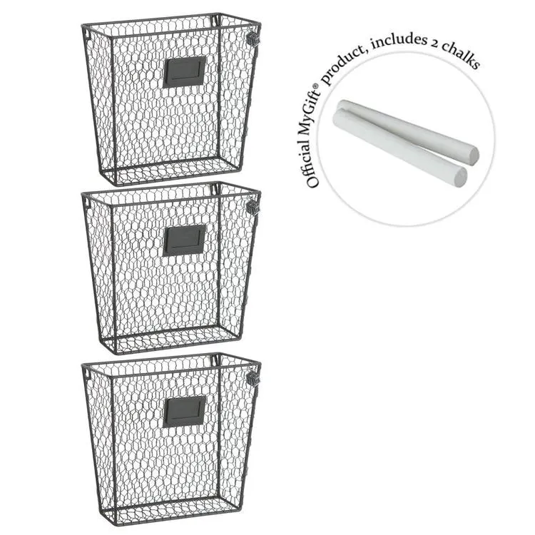 Rustic Wire Mail Sorter w/ Chalkboard Labels, Set of 3