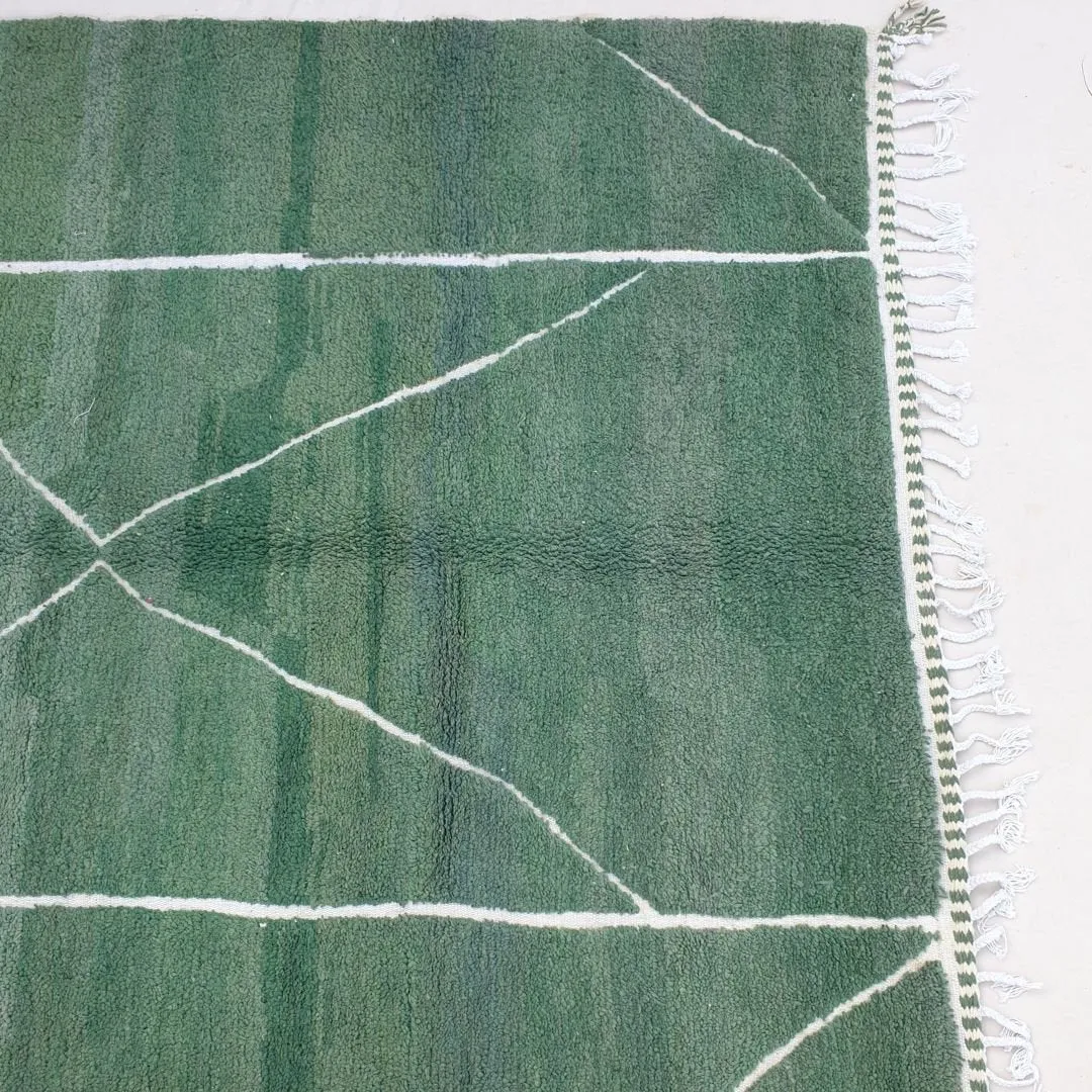 Sabani | Green Moroccan Rug 6x9 Soft Beni Ourain | Handmade Berber Wool Carpet | 6'66x9'68 Ft | 203x295 cm
