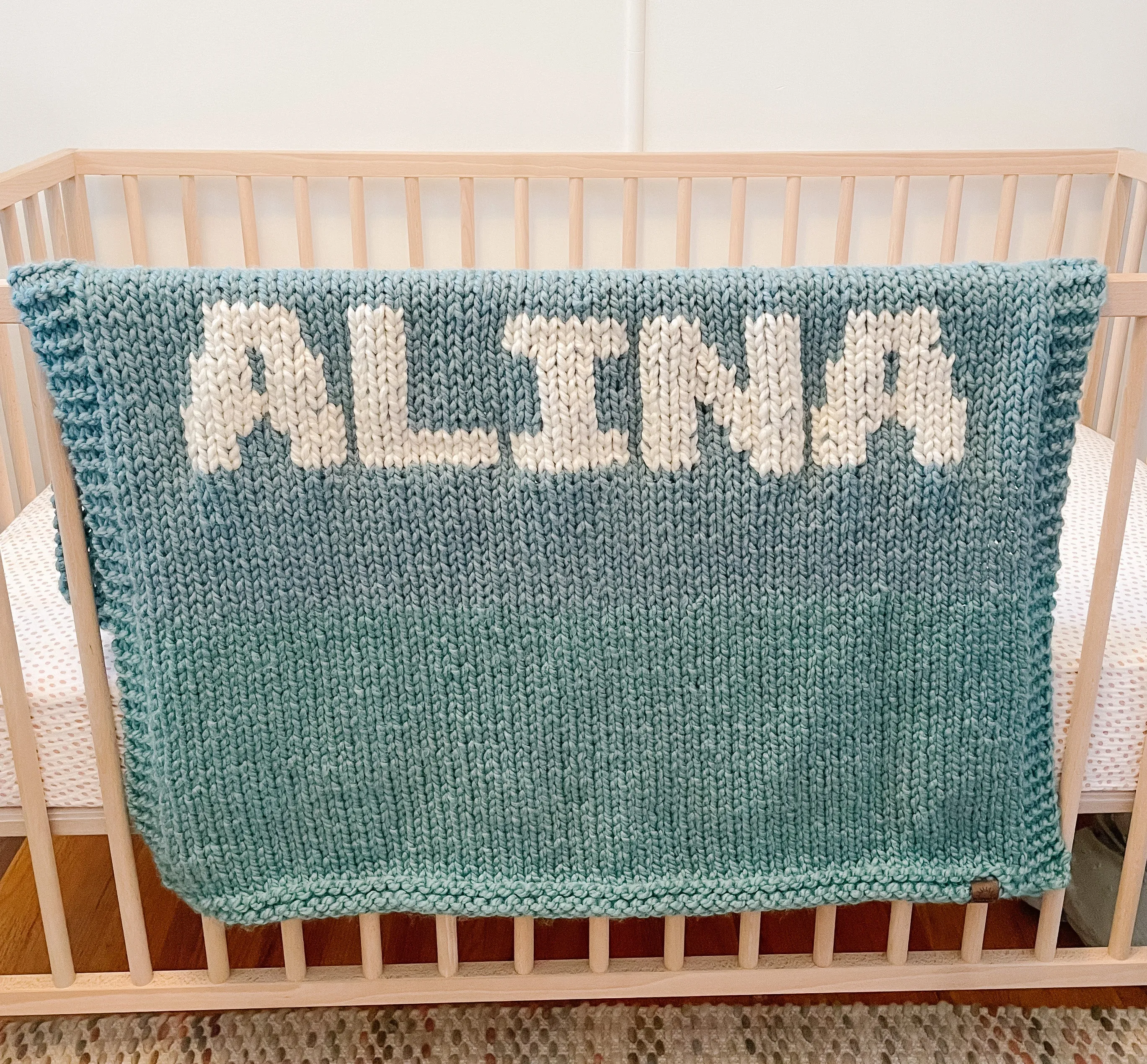 Sage Blanket with Cream Lettering
