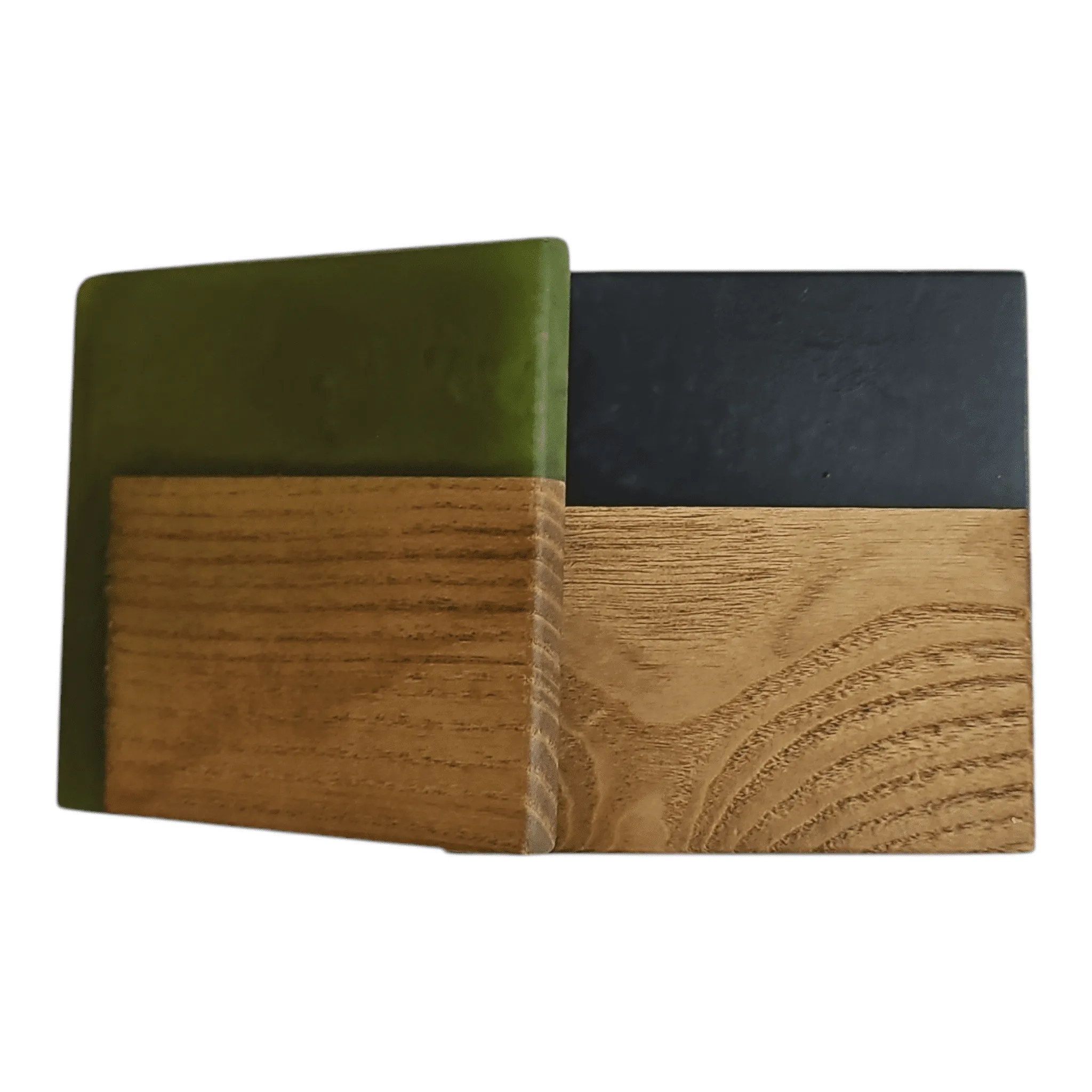 Sassafras Wood with Metal/Olive Epoxy Coaster