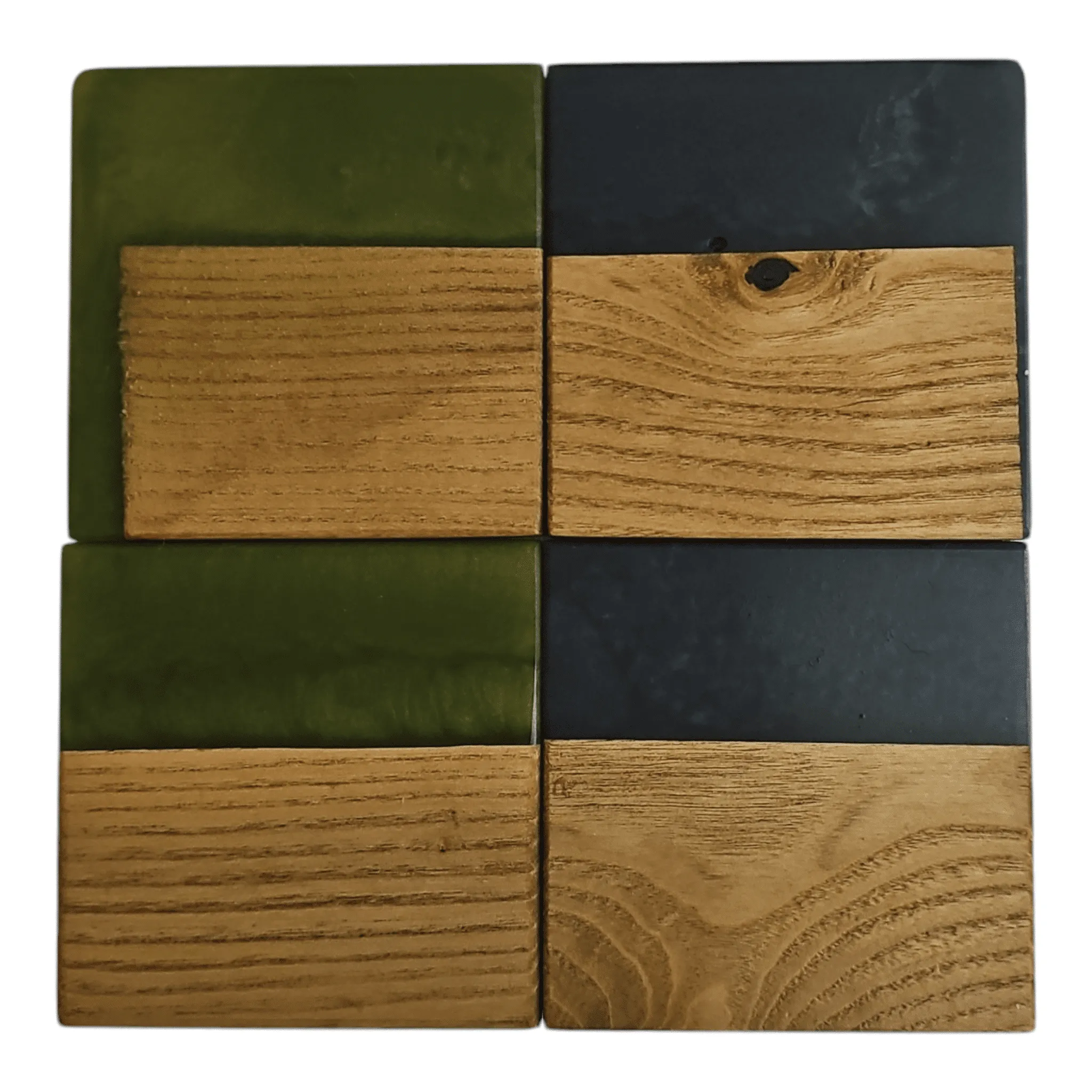 Sassafras Wood with Metal/Olive Epoxy Coaster