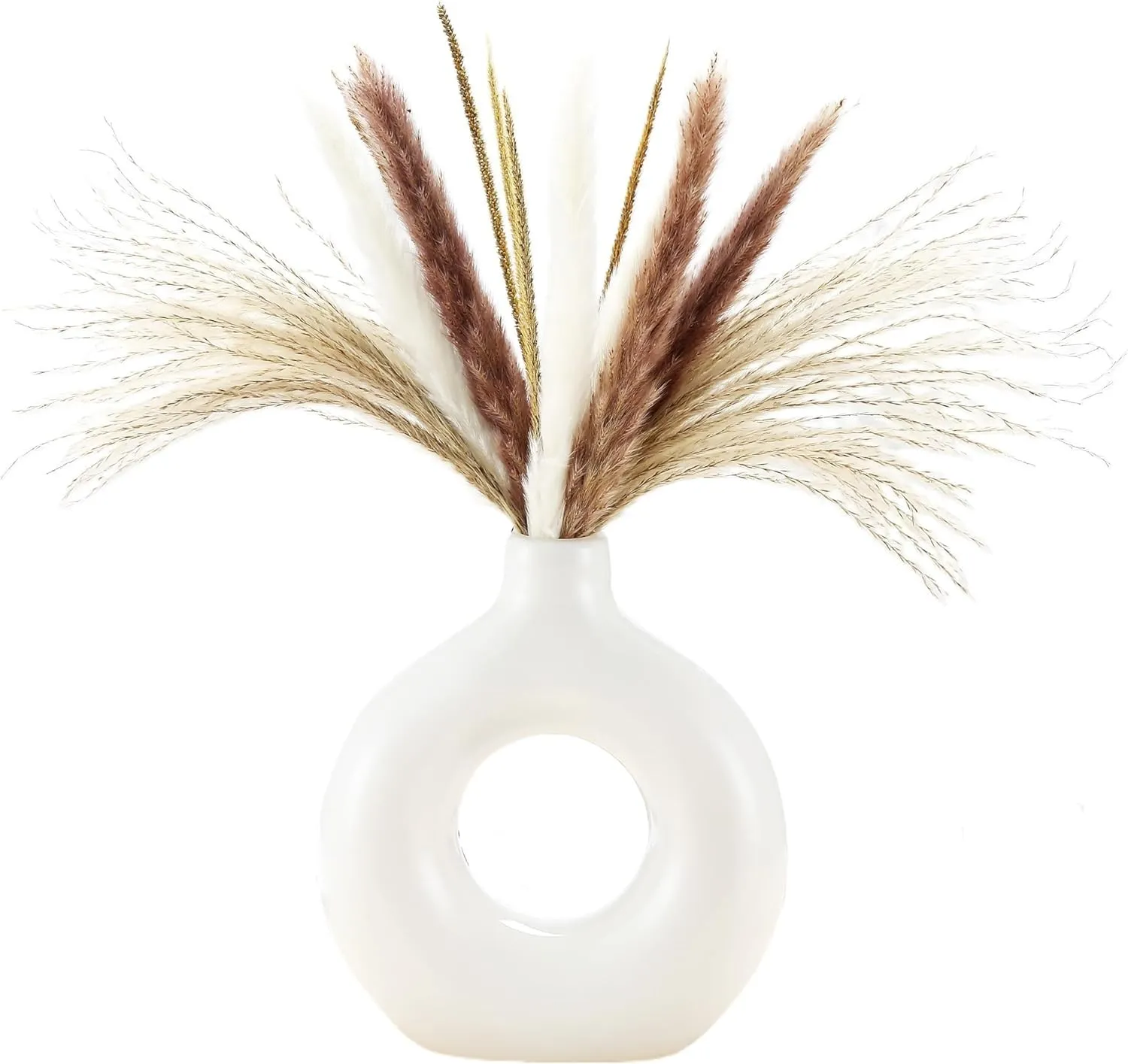 SATYAM KRAFT 1 Pcs Unbreakable Lightweight Plastic Donut Vase for Home, Bedroom, Living Room,Raksha Bandhan, Office, Balcony, Kitchen, Table,Gift for Birthday, Anniversary, Nordic Design (Pack of 1)