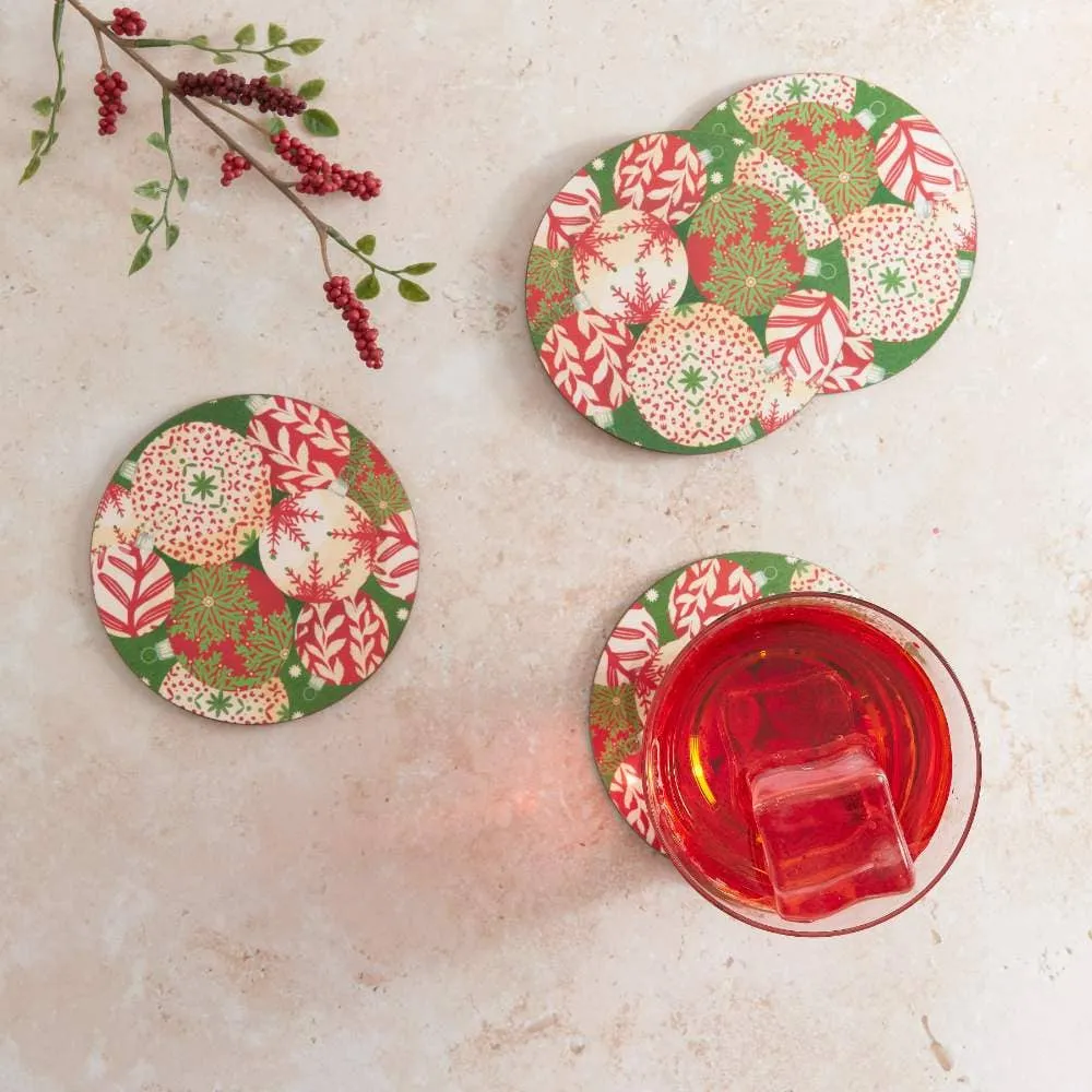 Scandi Ornaments Round Coasters | Set of 4