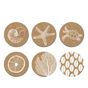 Sealife 2 Cork Coasters, Set of 6