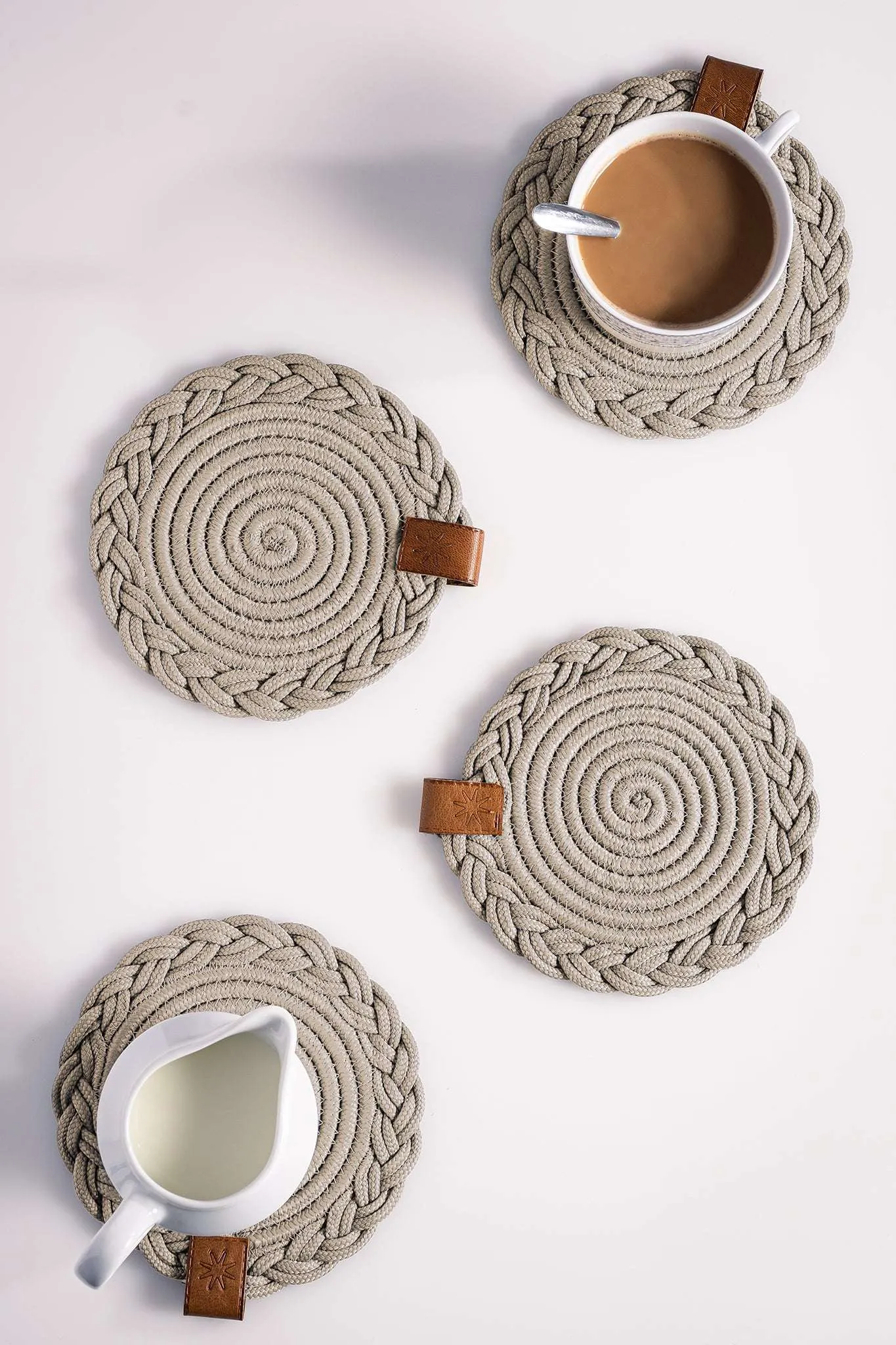 Set of 2 Beige Coasters - 15cm