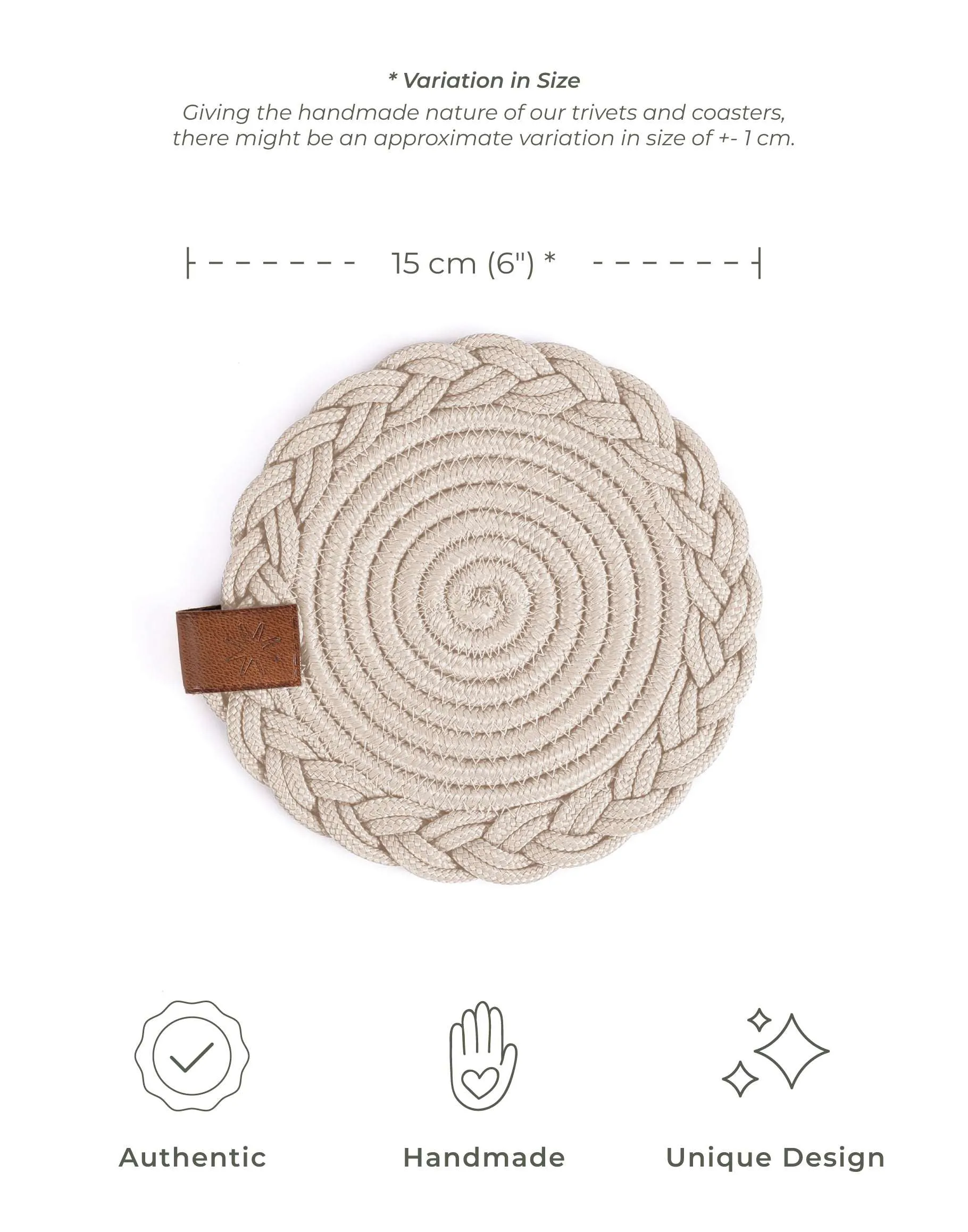 Set of 2 Beige Coasters - 15cm