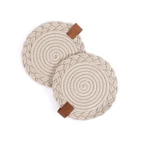 Set of 2 Beige Coasters - 15cm