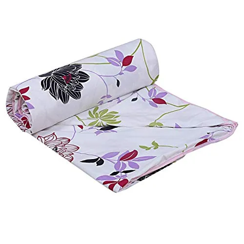 Shree Shyam 100% Microfibre Single Bed AC Dohar Floral Blanket, 450gsm, Blue White Flowers