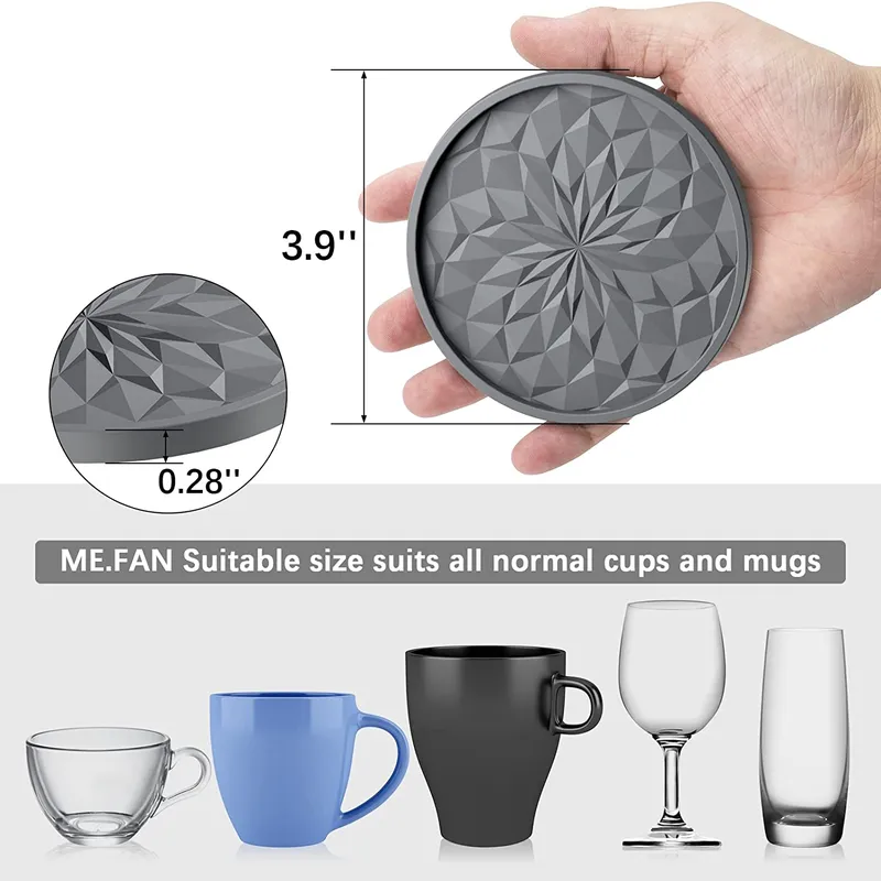 Silicone Coasters [6 Pack] Coasters with Holder - Drinking Coasters - Live for Hot or Cold Drink Thickened, Non-Slip, Non-Stick,