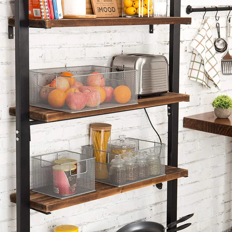 Silver Wire Nesting Storage Pantry Baskets with Handles, Shelf Organization Bins, Set of 3