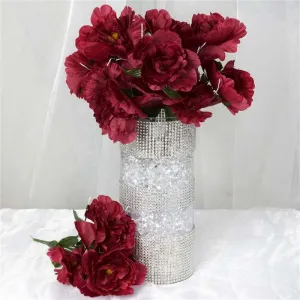 Small Peony Bush Artificial Silk Flowers - Burgundy