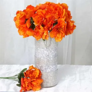 Small Peony Bush Artificial Silk Flowers - Orange