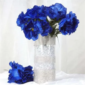 Small Peony Bush Artificial Silk Flowers - Royal Blue