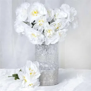 Small Peony Bush Artificial Silk Flowers - White