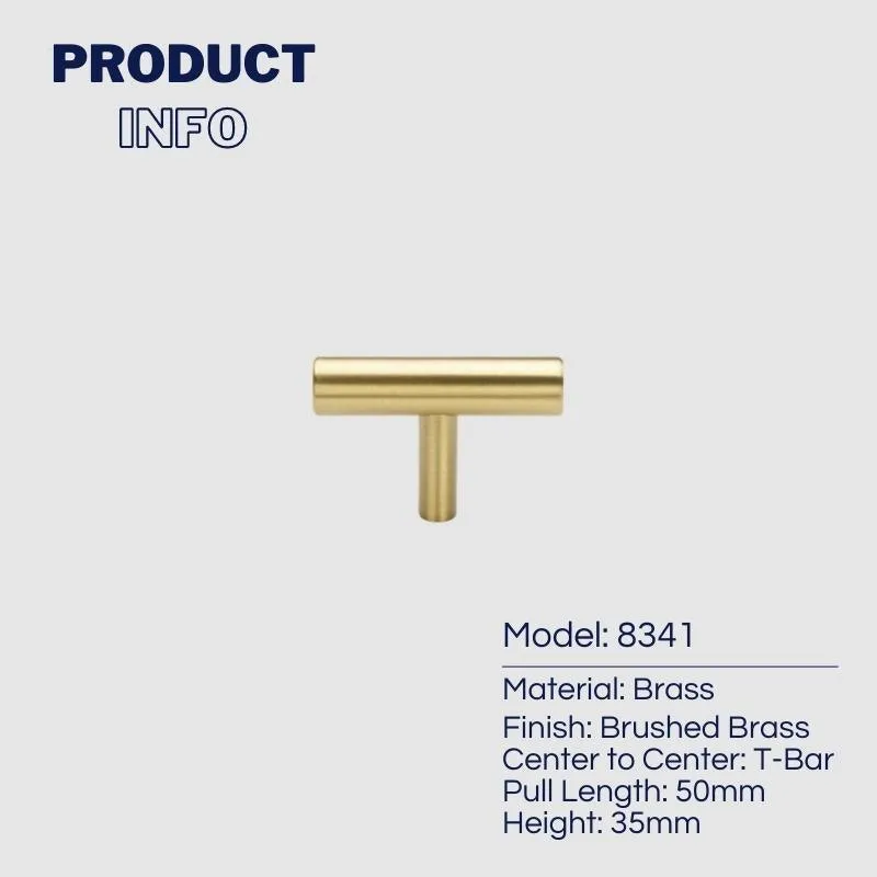Solid Brass T-bar Kitchen Cabinet Handles