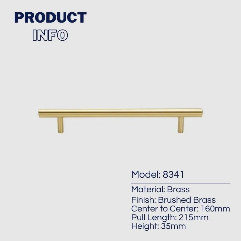 Solid Brass T-bar Kitchen Cabinet Handles