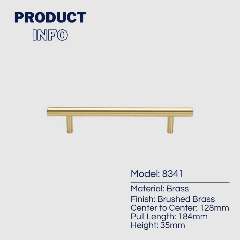 Solid Brass T-bar Kitchen Cabinet Handles