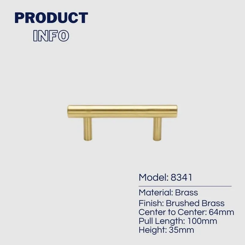 Solid Brass T-bar Kitchen Cabinet Handles