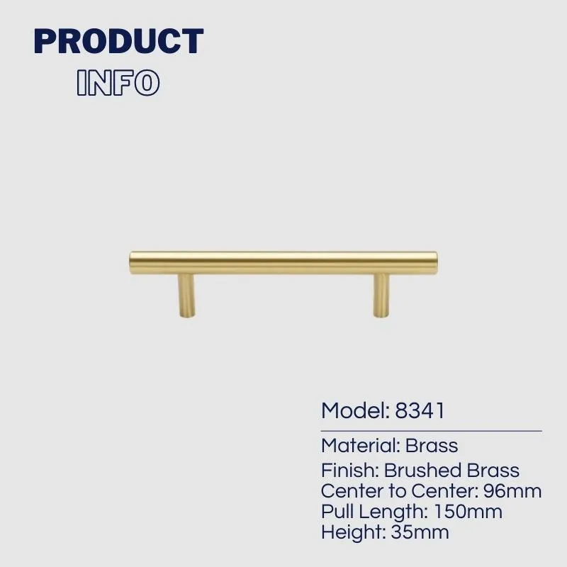 Solid Brass T-bar Kitchen Cabinet Handles
