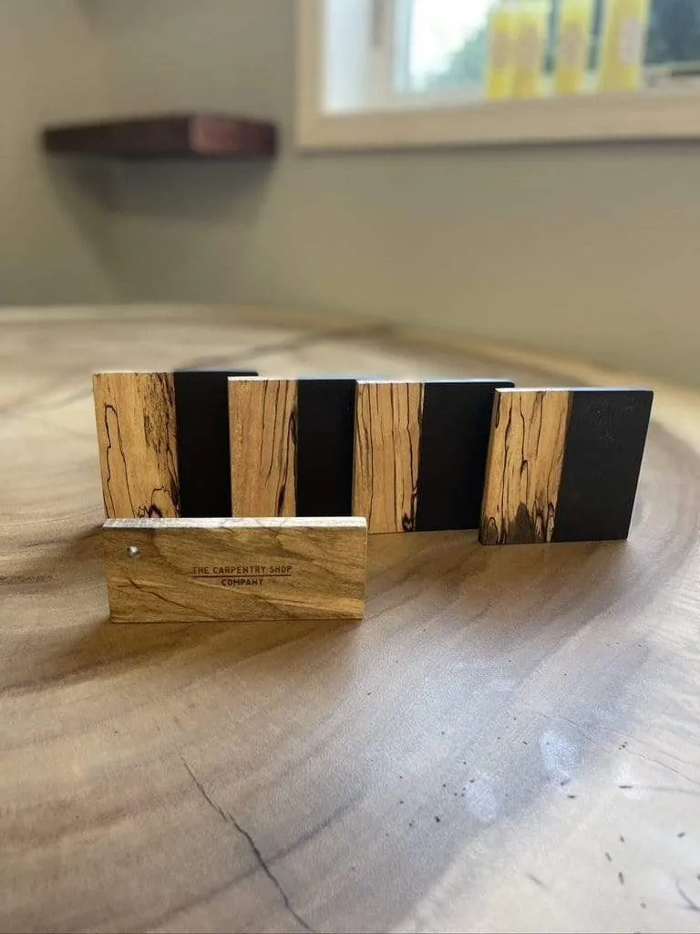 Spalted Maple and Black Epoxy Coaster Set
