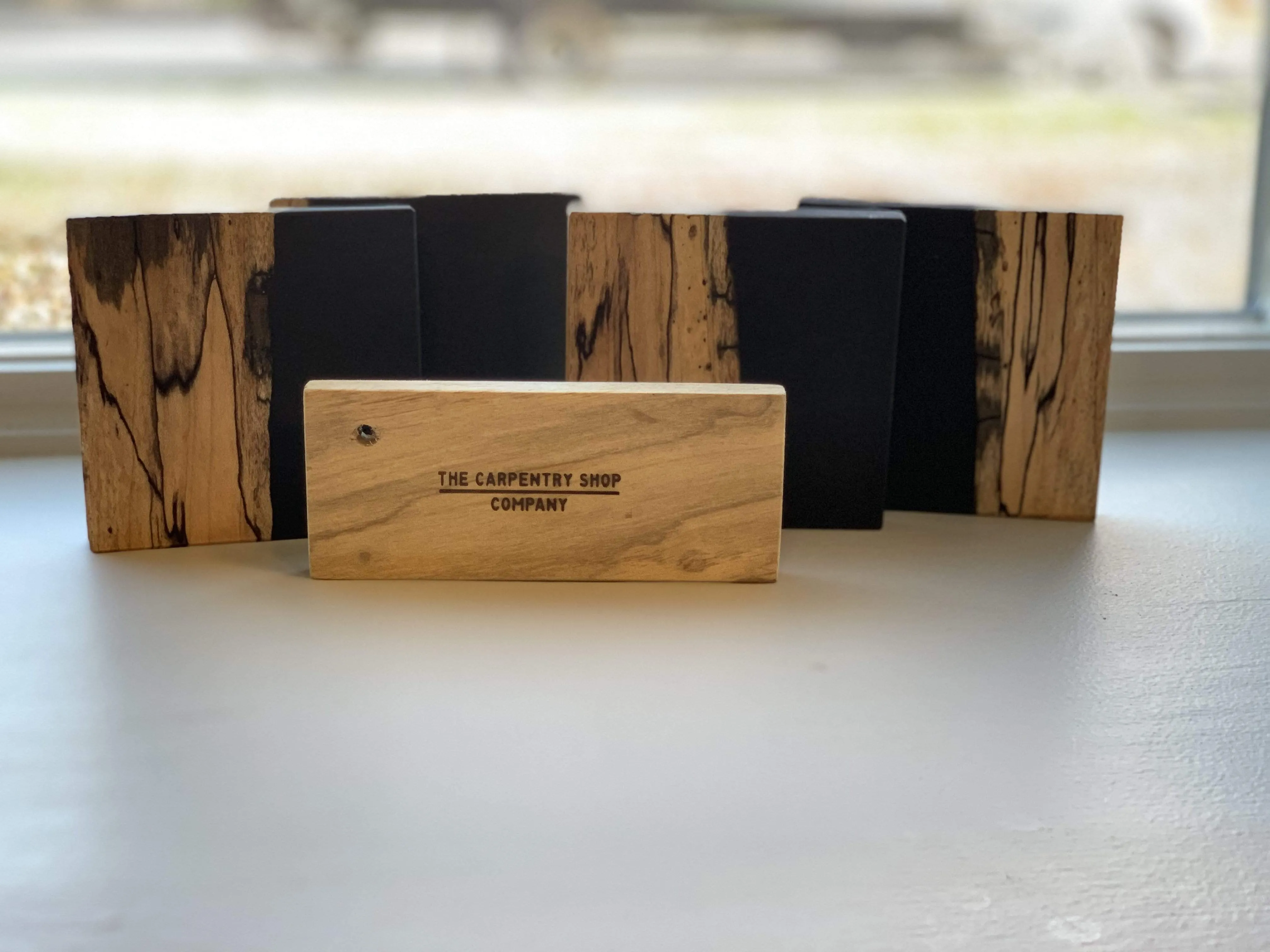 Spalted Maple and Black Epoxy Coaster Set