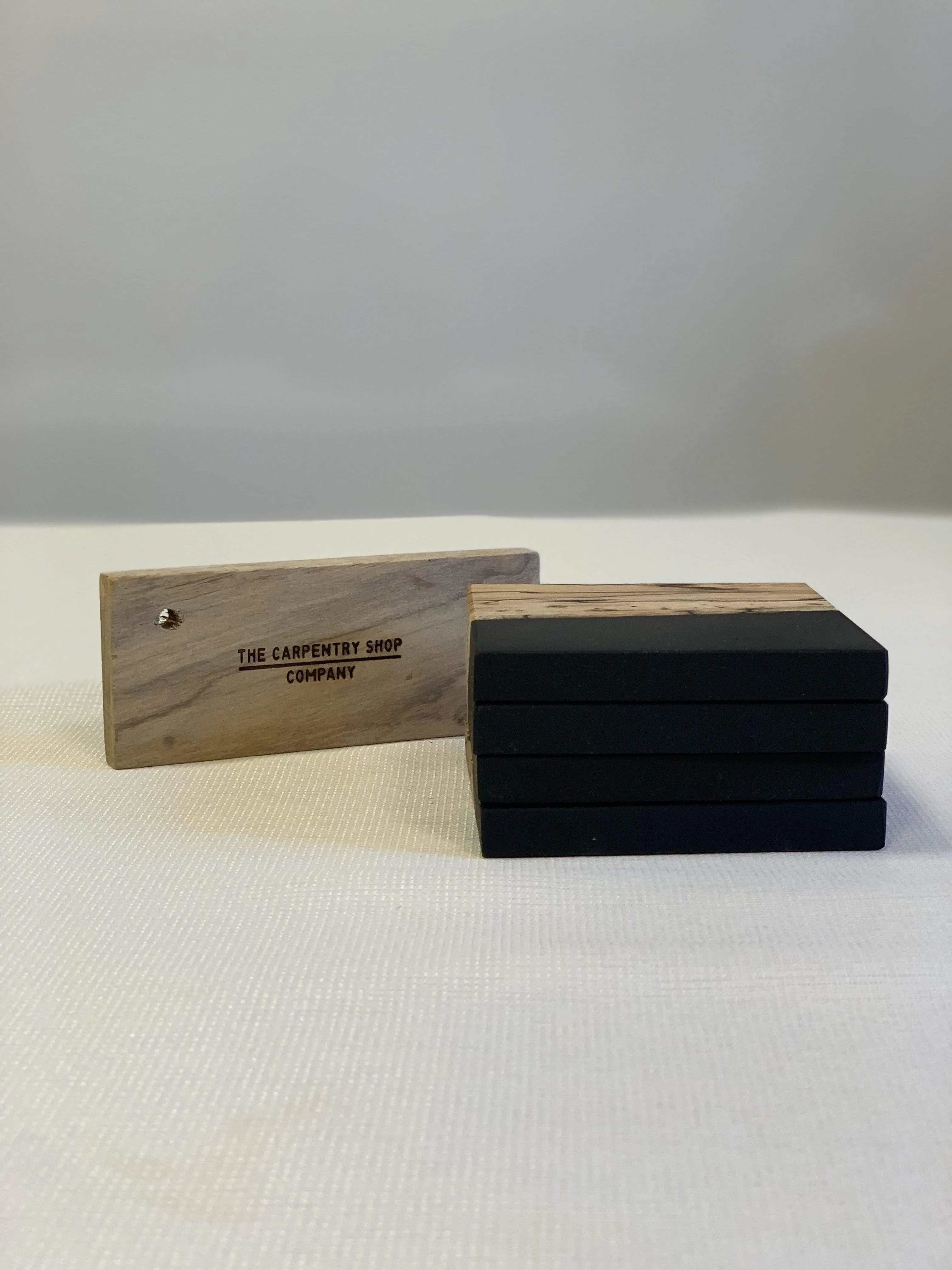 Spalted Maple and Black Epoxy Coaster Set
